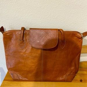 Large shopper bag, camel leather from Morocco